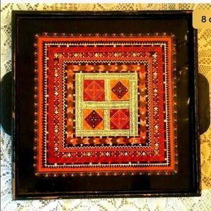 Pretty Vintage Hand Painted Wooden Tray w Handles